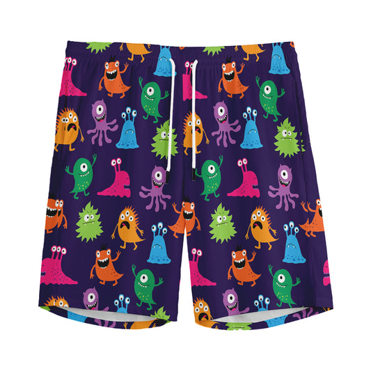 Cute Monster Pattern Print Men's Sports Shorts