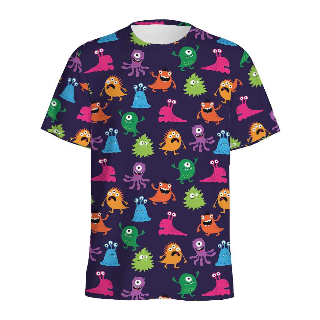 Cute Monster Pattern Print Men's Sports T-Shirt