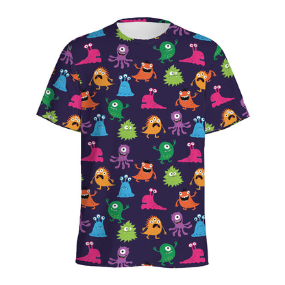 Cute Monster Pattern Print Men's Sports T-Shirt