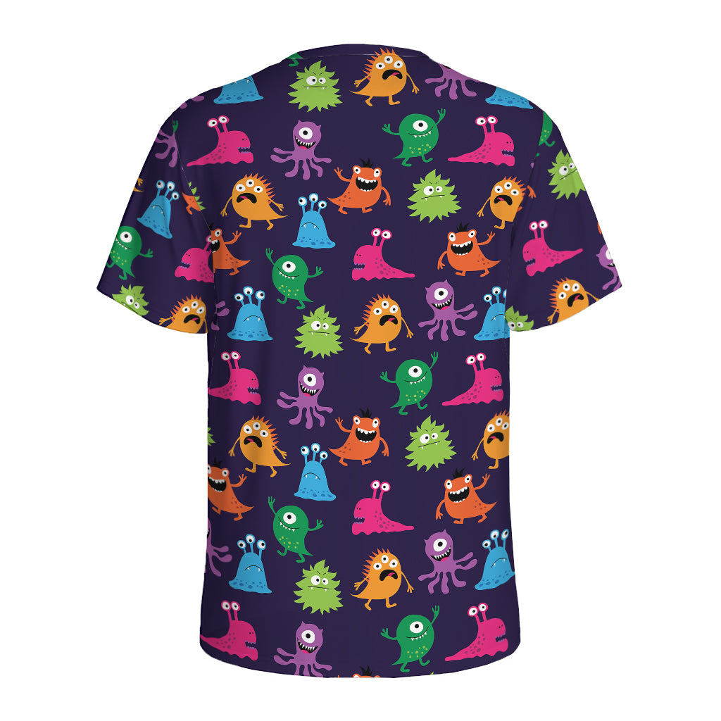 Cute Monster Pattern Print Men's Sports T-Shirt