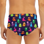 Cute Monster Pattern Print Men's Triangle Swim Briefs