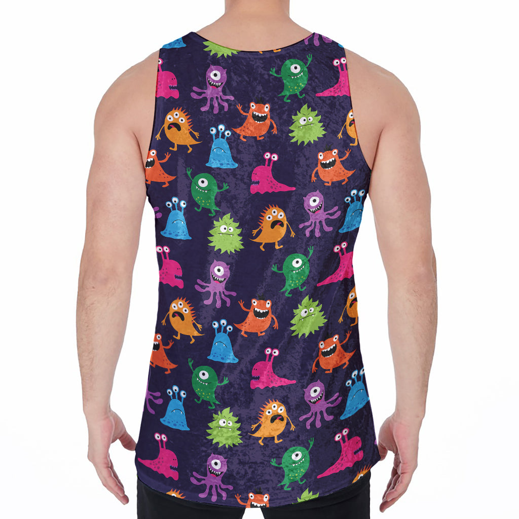 Cute Monster Pattern Print Men's Velvet Tank Top