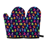 Cute Monster Pattern Print Oven Mitts