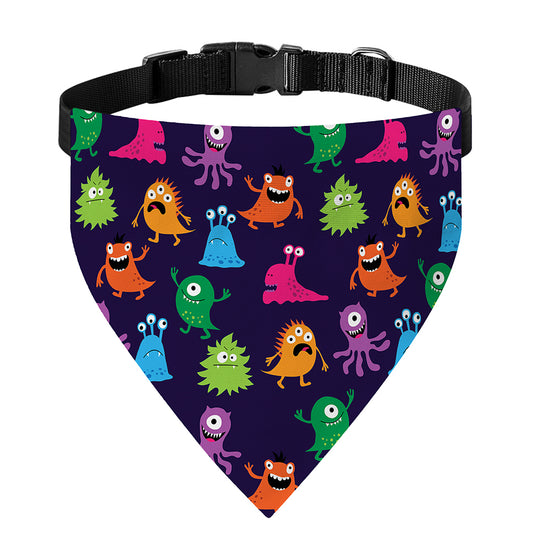 Cute Monster Pattern Print Over The Collar Dog Bandana