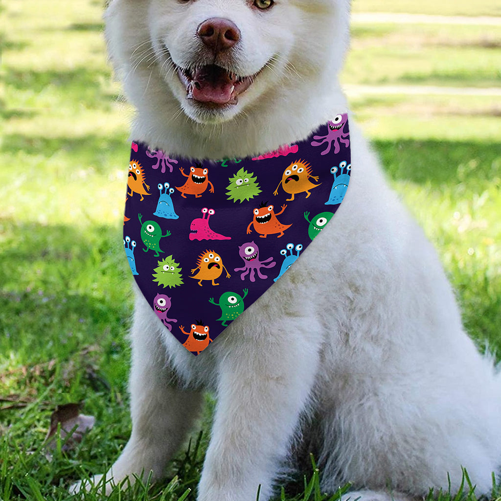 Cute Monster Pattern Print Over The Collar Dog Bandana