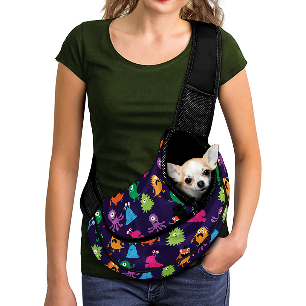 Cute Monster Pattern Print Pet Sling Carrier