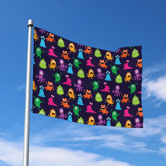 Cute Monster Pattern Print Polyester Flag