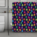 Cute Monster Pattern Print Polyester Shower Curtain