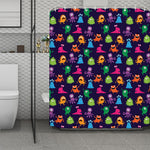 Cute Monster Pattern Print Polyester Shower Curtain