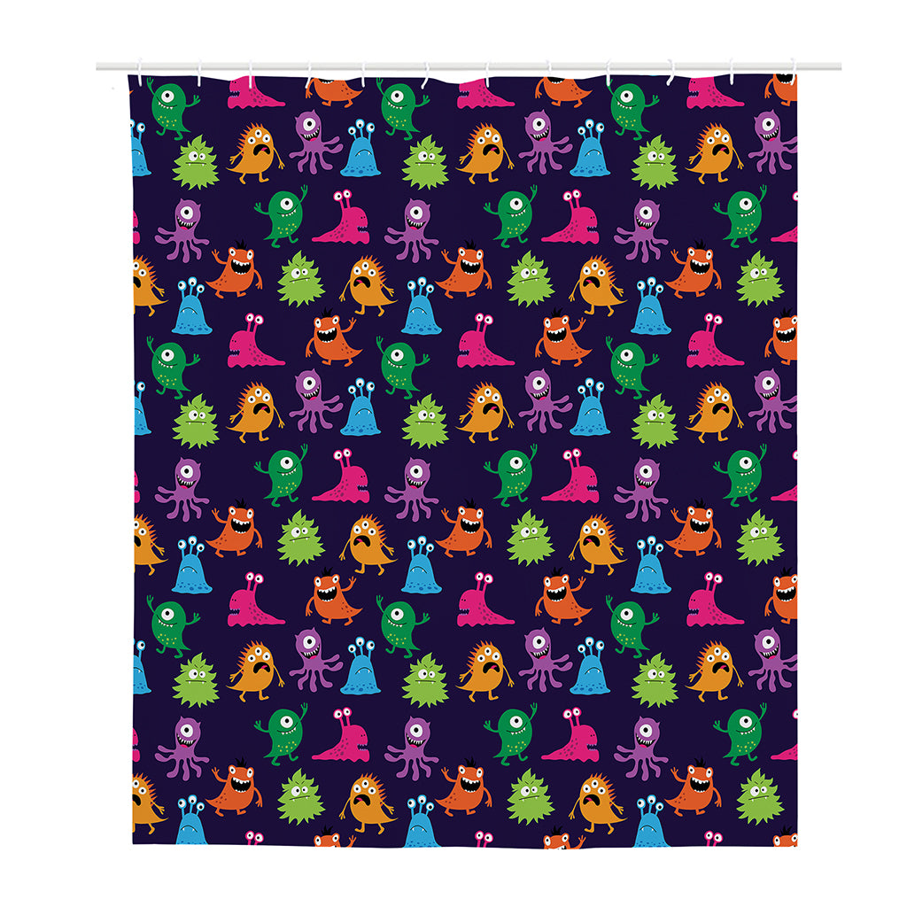 Cute Monster Pattern Print Polyester Shower Curtain