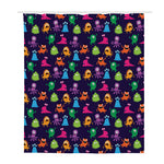 Cute Monster Pattern Print Polyester Shower Curtain