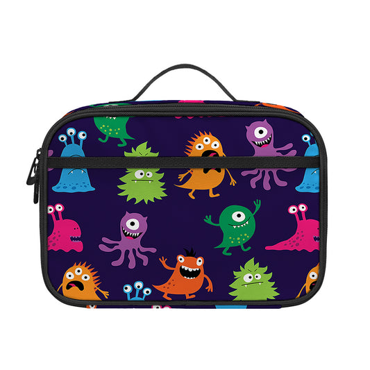 Cute Monster Pattern Print Portable Lunch Bag