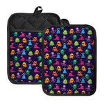 Cute Monster Pattern Print Pot Holders With Pocket