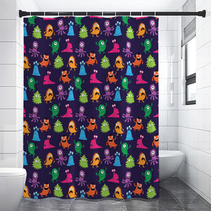 Cute Monster Pattern Print Premium Shower Curtain