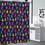 Cute Monster Pattern Print Premium Shower Curtain