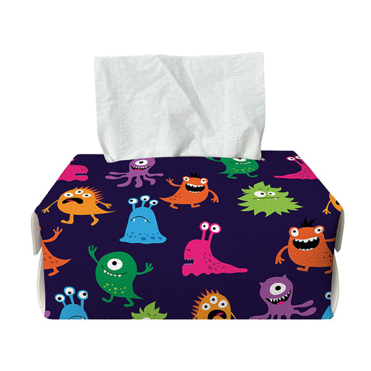 Cute Monster Pattern Print Rectangle Tissue Box Cover