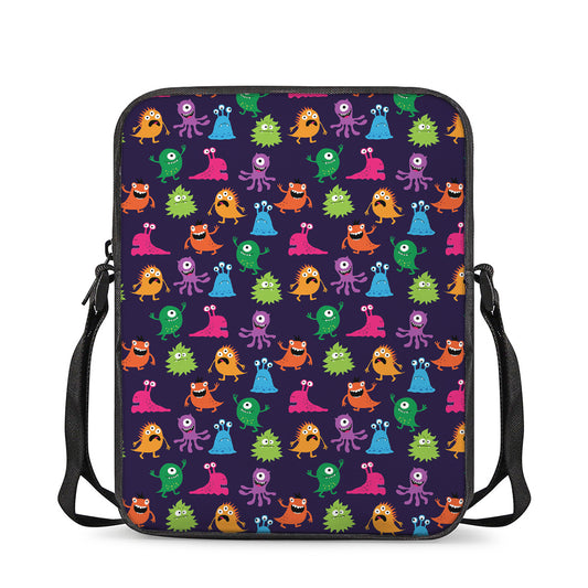 Cute Monster Pattern Print Rectangular Crossbody Bag