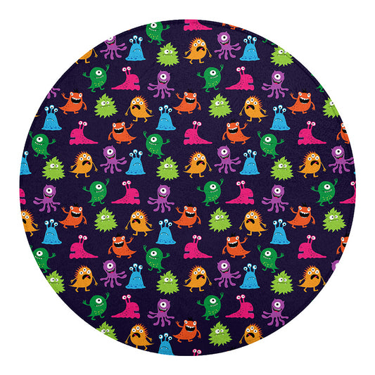 Cute Monster Pattern Print Round Blanket