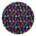 Cute Monster Pattern Print Round Blanket