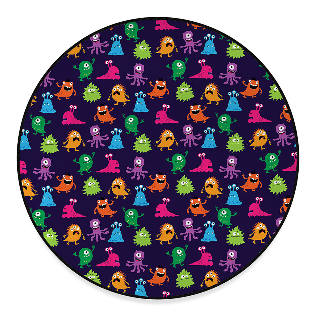 Cute Monster Pattern Print Round Floor Mat