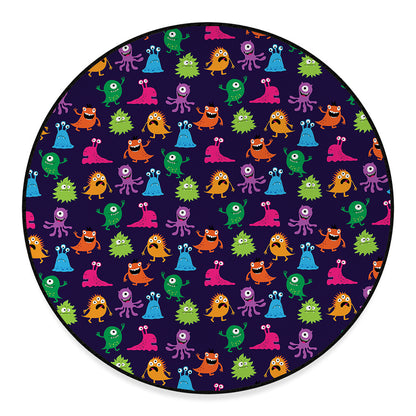 Cute Monster Pattern Print Round Floor Mat