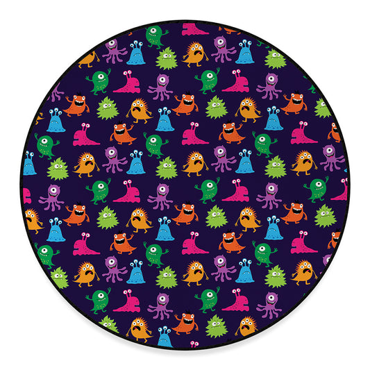 Cute Monster Pattern Print Round Floor Mat