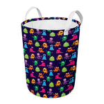 Cute Monster Pattern Print Round Laundry Basket