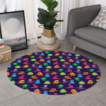 Cute Monster Pattern Print Round Rug