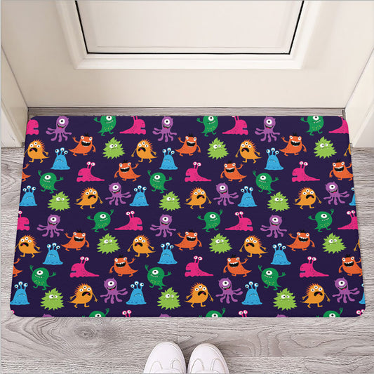 Cute Monster Pattern Print Rubber Doormat