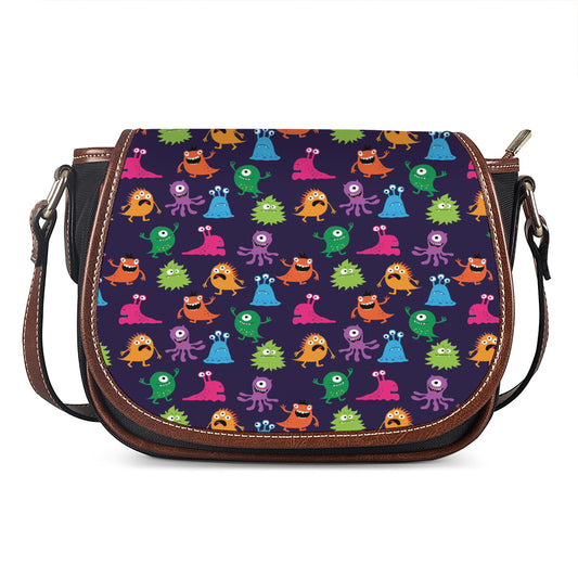 Cute Monster Pattern Print Saddle Bag