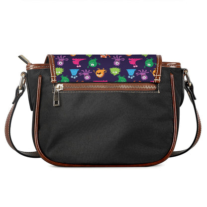 Cute Monster Pattern Print Saddle Bag
