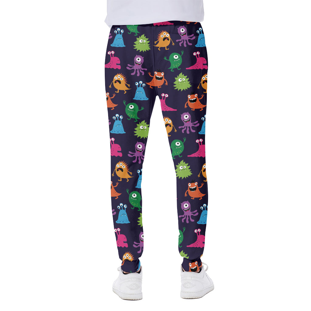Cute Monster Pattern Print Scuba Joggers