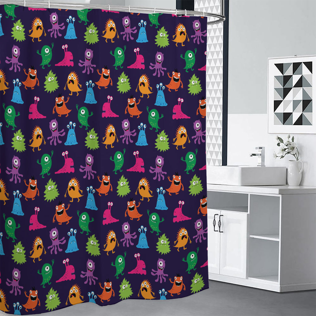 Cute Monster Pattern Print Shower Curtain