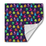 Cute Monster Pattern Print Silk Bandana