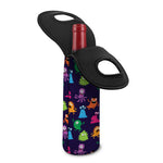 Cute Monster Pattern Print Single Neoprene Wine Tote