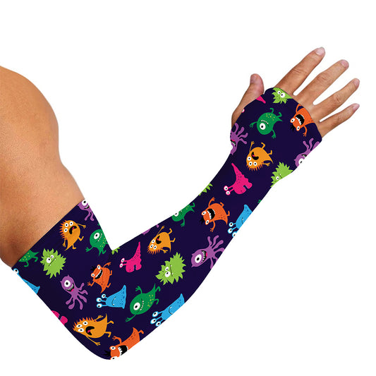 Cute Monster Pattern Print Sun Protection Arm Sleeves