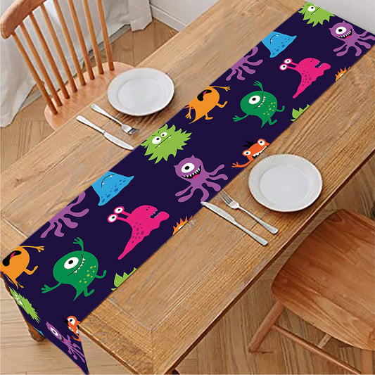 Cute Monster Pattern Print Table Runner