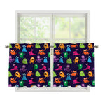 Cute Monster Pattern Print Tier Curtains
