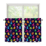 Cute Monster Pattern Print Tier Curtains