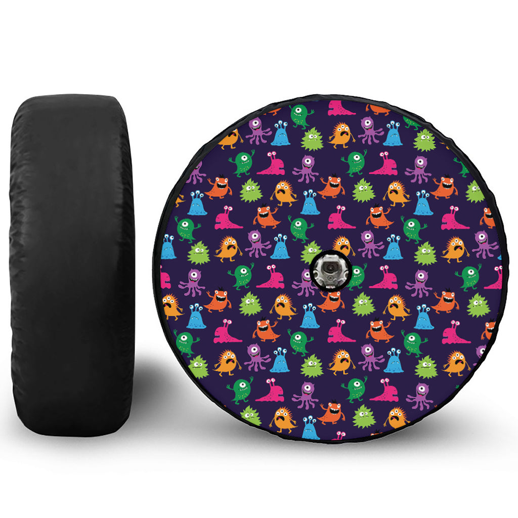 Cute Monster Pattern Print Tire Cover With Camera Hole