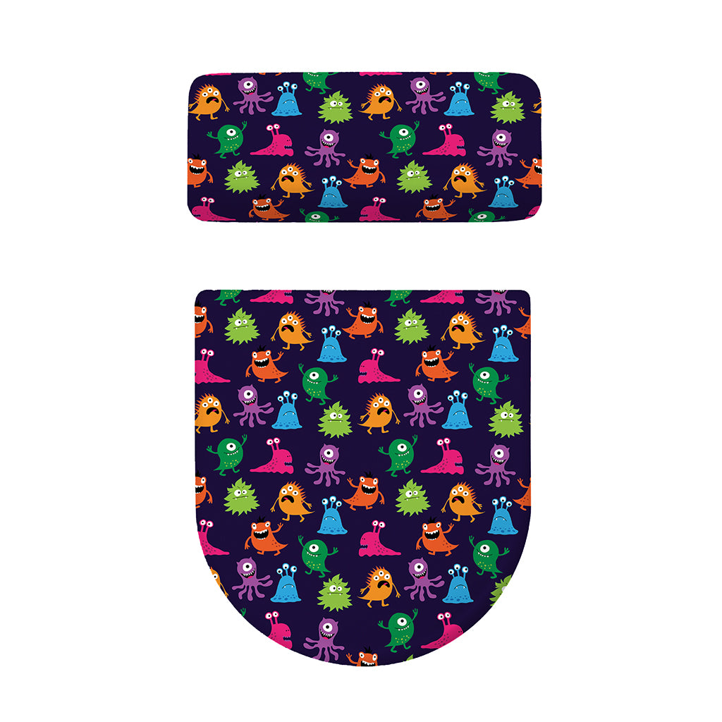Cute Monster Pattern Print Toilet Lid And Tank Cover Set