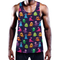 Cute Monster Pattern Print Men's Workout Tank Top