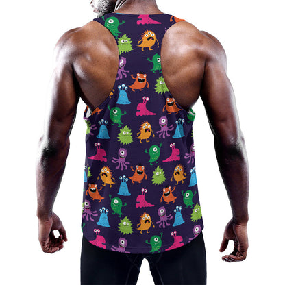 Cute Monster Pattern Print Training Tank Top
