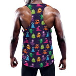 Cute Monster Pattern Print Training Tank Top