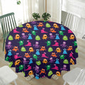 Cute Monster Pattern Print Waterproof Round Tablecloth