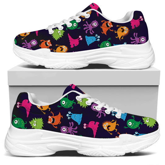 Cute Monster Pattern Print White Chunky Shoes