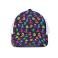 Cute Monster Pattern Print White Mesh Trucker Hat