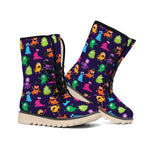 Cute Monster Pattern Print Winter Boots