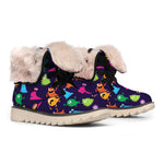 Cute Monster Pattern Print Winter Boots