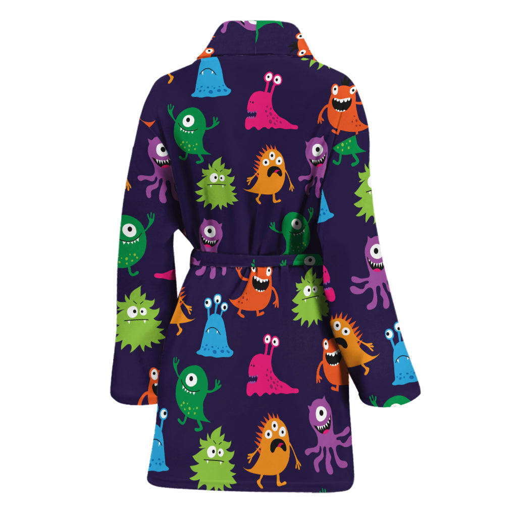 Cute Monster Pattern Print Women's Bathrobe